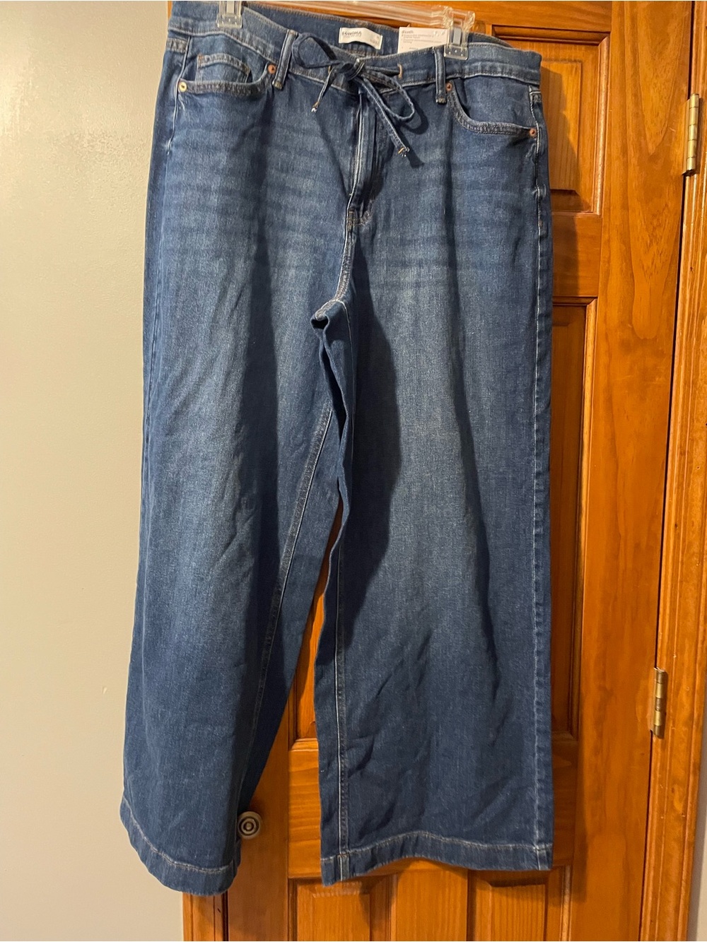 Sonoma Women's Wide-Leg Drawstring Jeans in Dark Blue